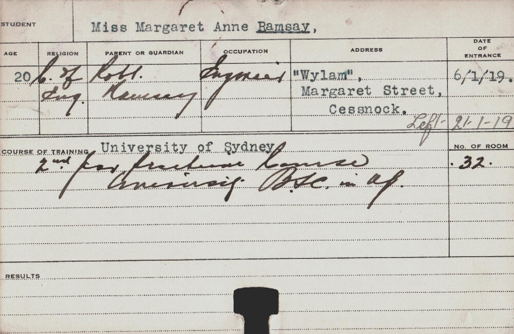 RAMSAY, Margaret (Practical Training)