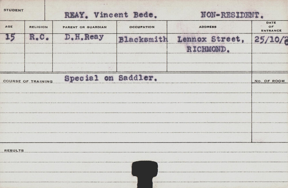 REAY, Vincent Bede (Special Course - Saddler)