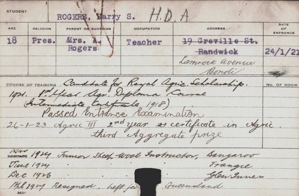 ROGERS, Harry S (Hawkesbury Diploma of Agriculture (HDA))
