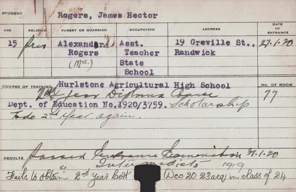 ROGERS, James Hector (Diploma Course)