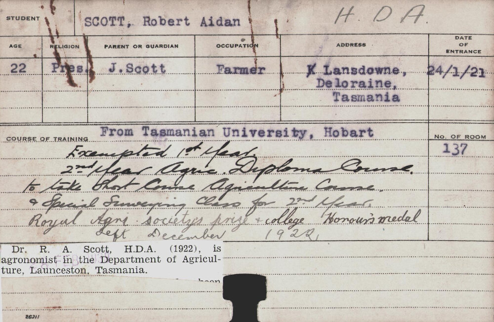 SCOTT, Robert Aidan (Hawkesbury Diploma of Agriculture (HDA))