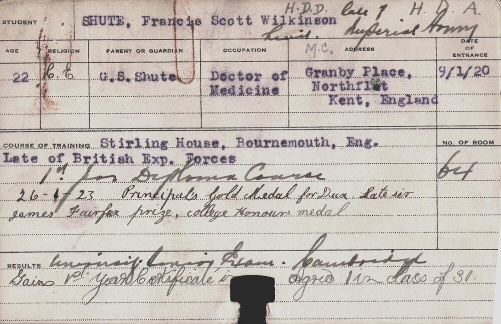 SHUTE, Francis Scott Wilkinson (Hawkesbury Diploma of Agriculture (HDA)/ Hawkesbury Diploma in Dairy (HDD))