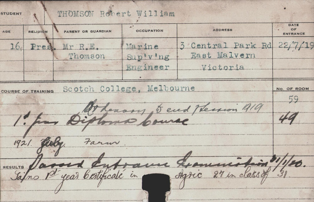 Thomson, Robert William (Diploma Course)