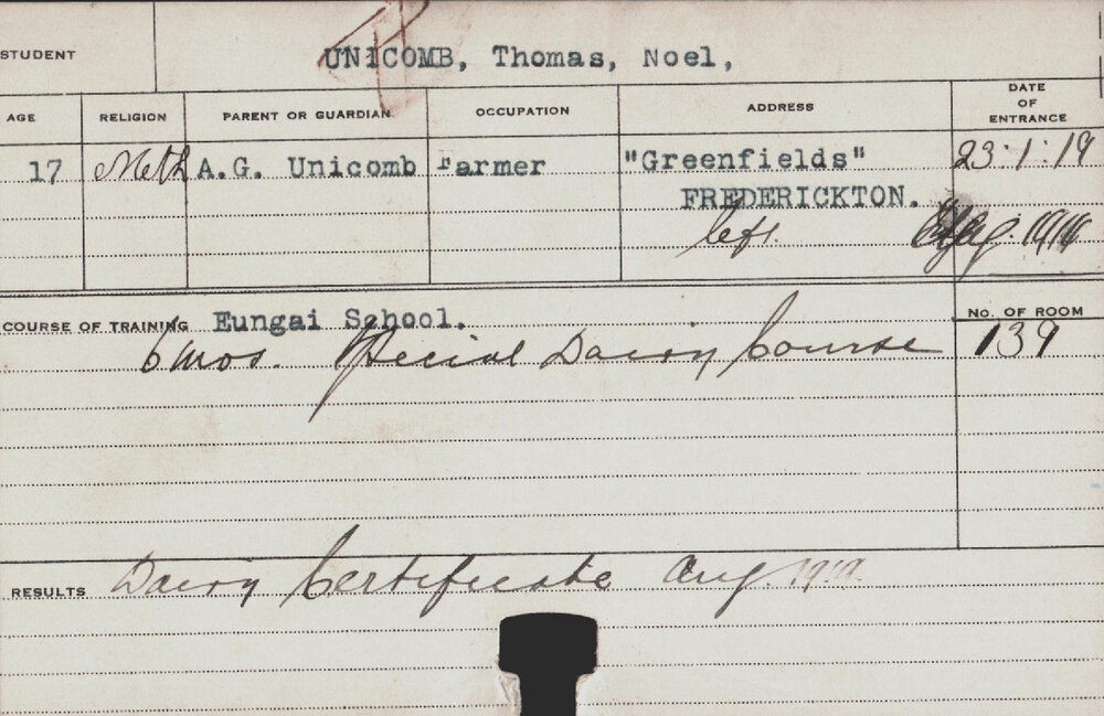 Unicomb, Thomas Noel (Special Course - Dairy)