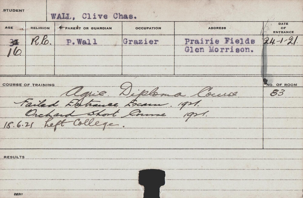Wall, Clive Charles (Hawkesbury Diploma of Agriculture (HDA)/ Short Course - Orchard)