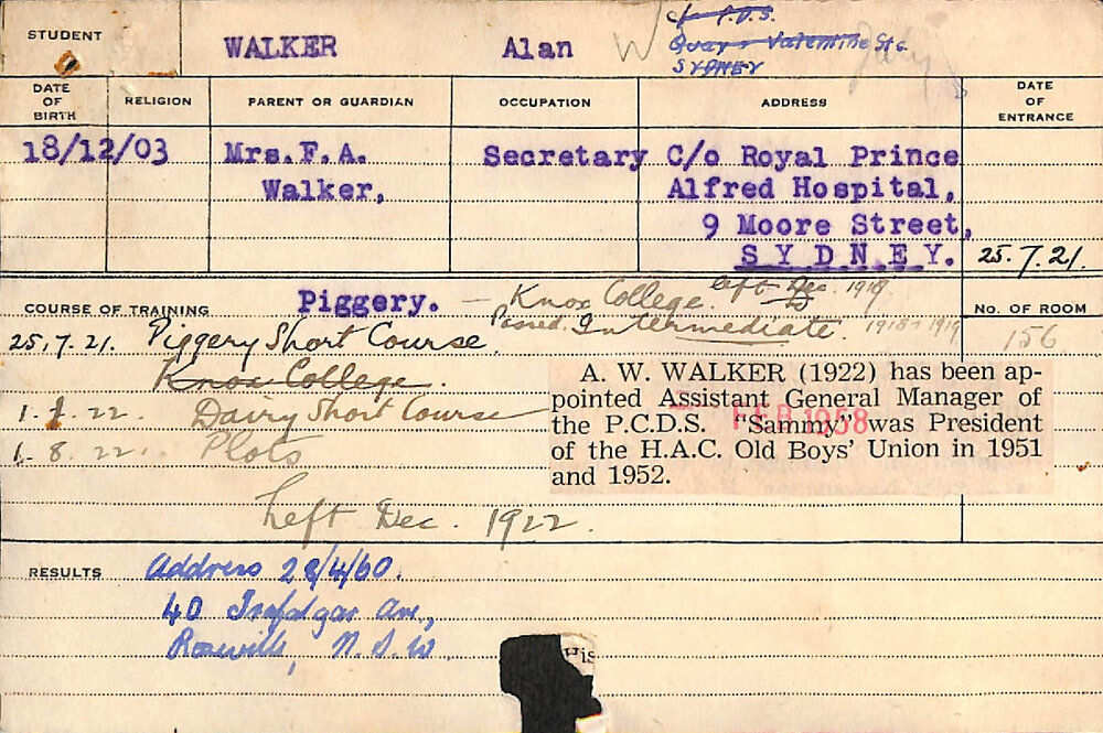 Walker, Alan (Short Course - Dairy &amp; Piggery/ Plots)