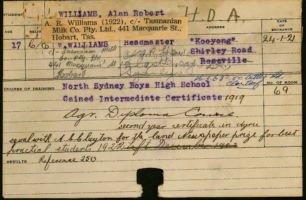 Williams, Alan Robert (Hawkesbury Diploma of Agriculture (HDA))