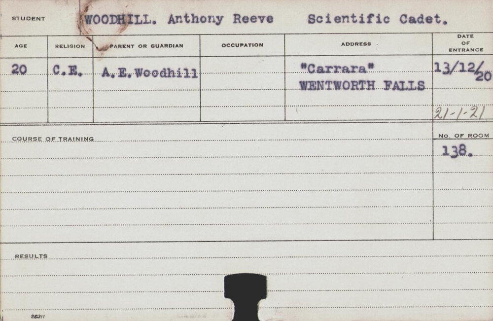 Woodhill, Anthony Reeve (Scientific Cadet)