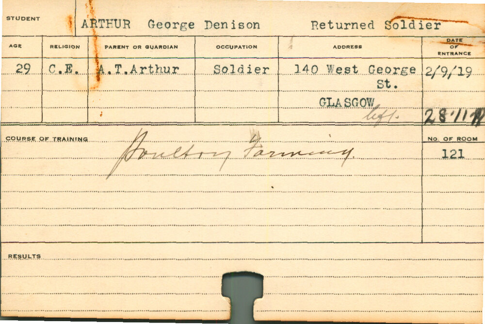 ARTHUR, George Denison (Short Course - Poultry Farming)