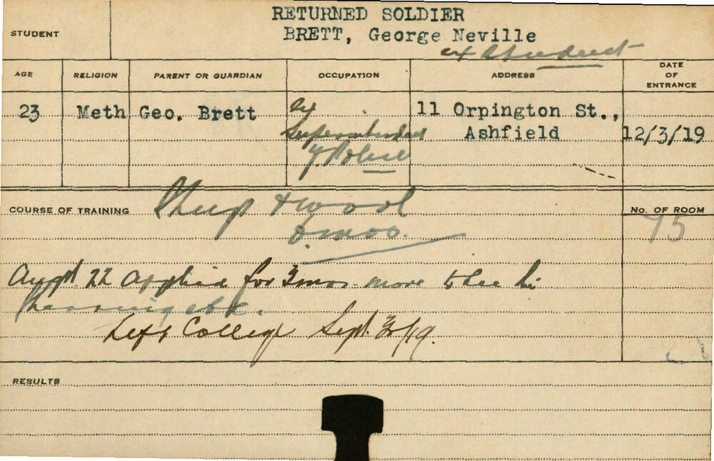 BRETT, George Neville (Short Course - Sheep &amp; Wool)