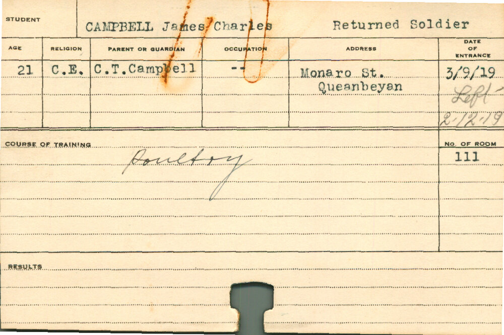 CAMPBELL, James Charles (Short Course - Poultry)