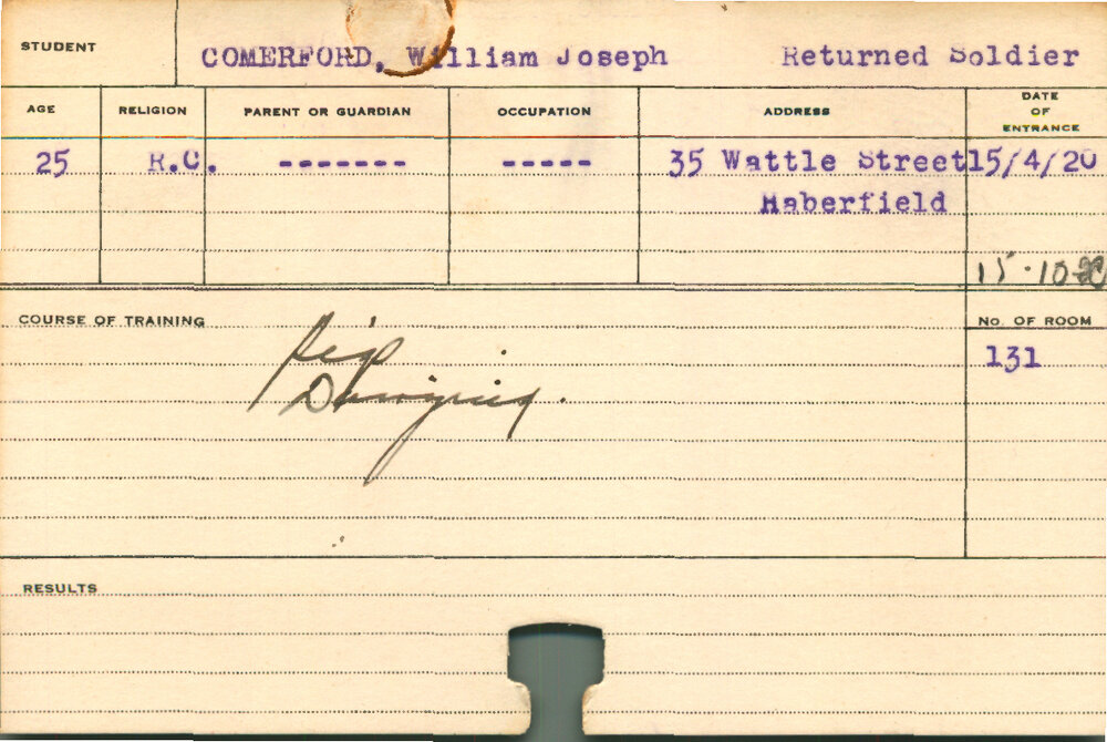 COMERFORD, William Joseph (Short Course - Pigs &amp; Dairy)