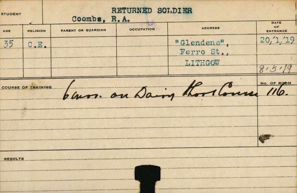 COOMBS, RA (Short Course - Dairy)