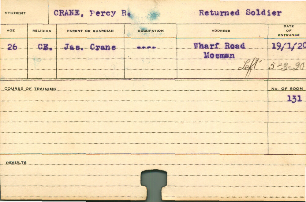 CRANE, Percy R (Short Course - Dairying, Pigs &amp; Mixed Farming)