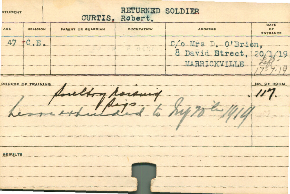 CURTIS, Robert (Short Course - Poultry Raising &amp; Pigs)