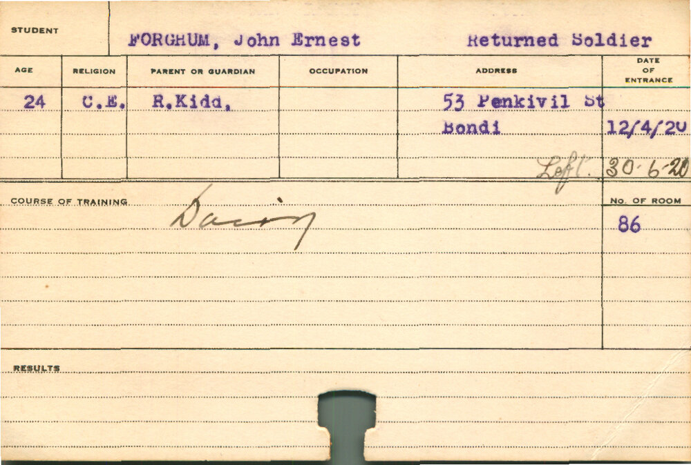 FORGHUM, John Ernest (Short Course - Dairy)