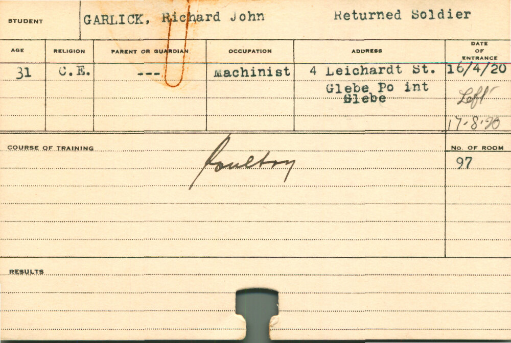 GARLICK, Richard John (Short Course - Poultry)