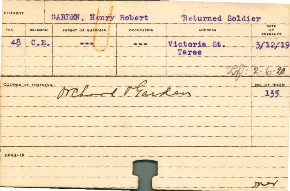 GARDEN, Henry Robert (Short Course - Orchard &amp; Garden)