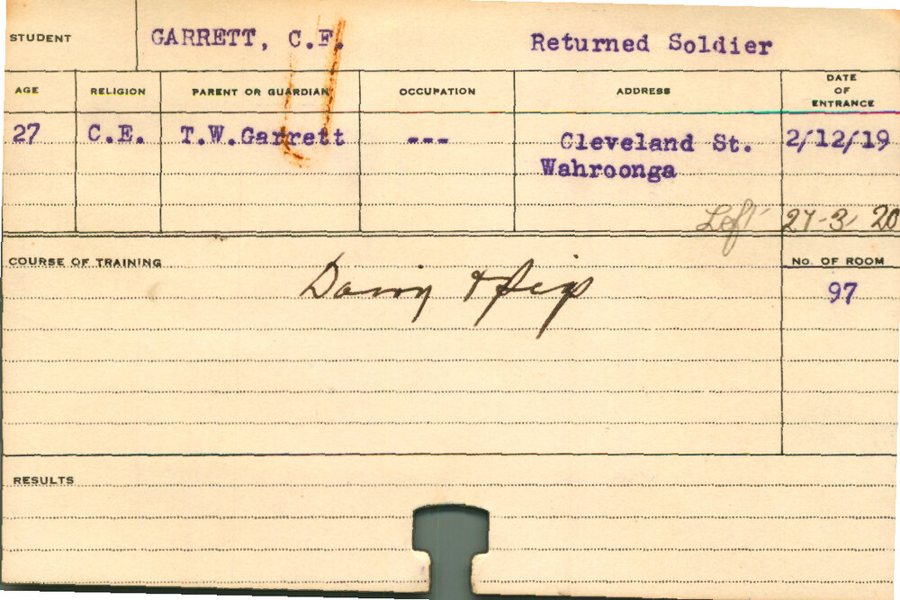 GARRETT, CF (Short Course - Dairy &amp; Pigs)