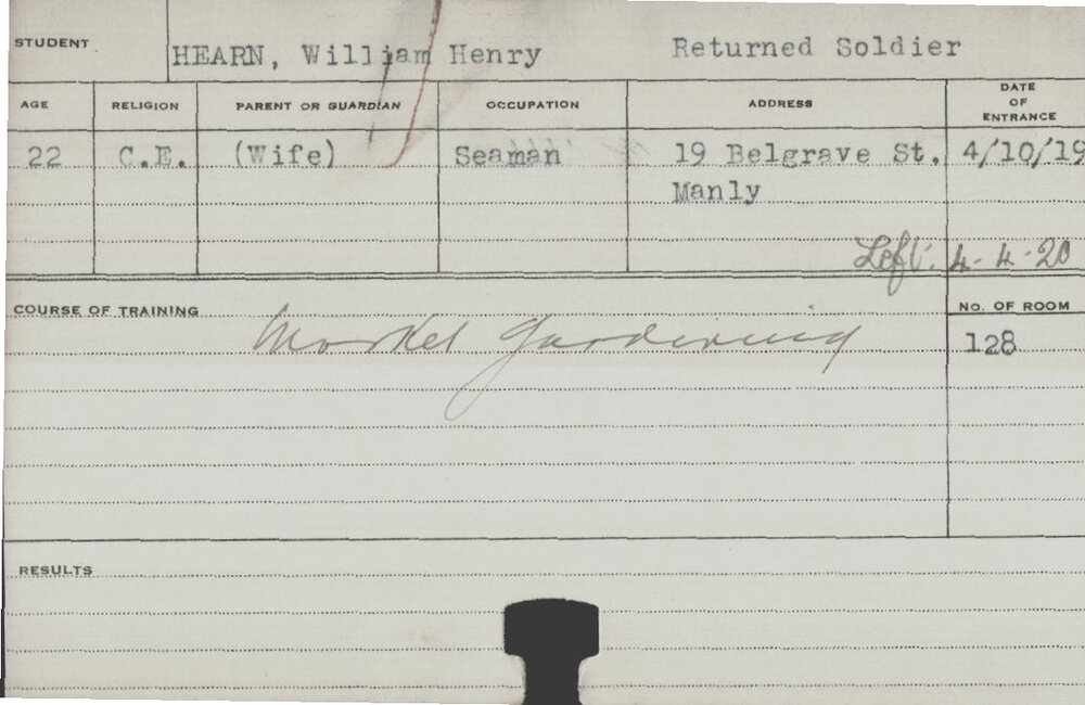 Hearn, William Henry (Short Course - Market Gardening)