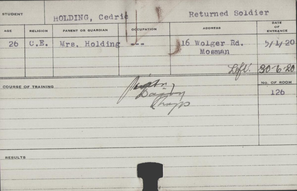 Holding, Cedric (Short Course - Pigs, Dairy &amp; Shops)