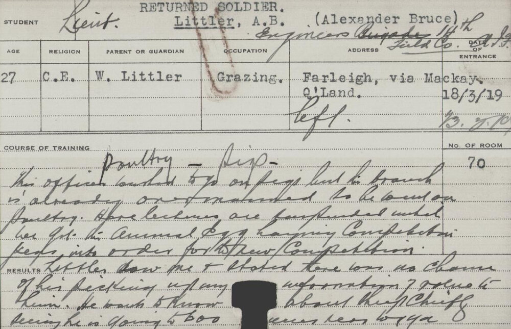 Littler, Alexander Bruce (Short Course - Poultry &amp; Pigs)
