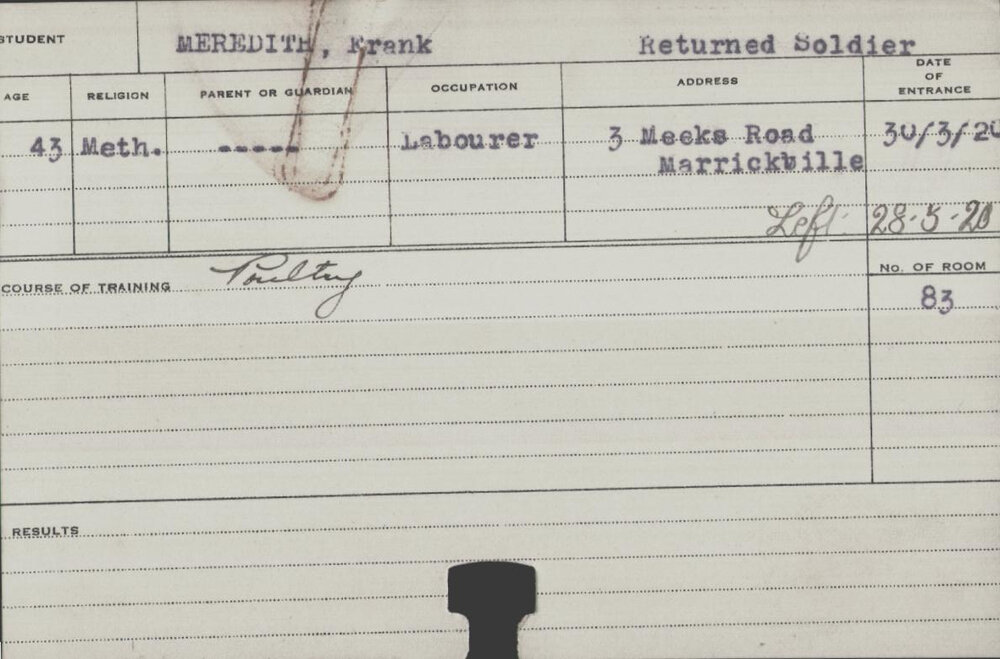 Meredith, Frank (Short Course - Poultry)