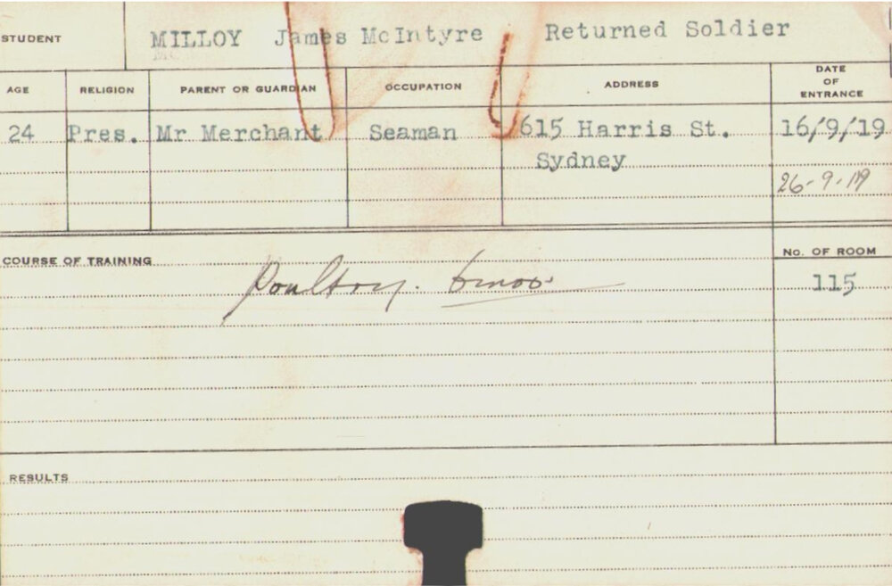 Milloy, James McIntyre (Short Course - Poultry)