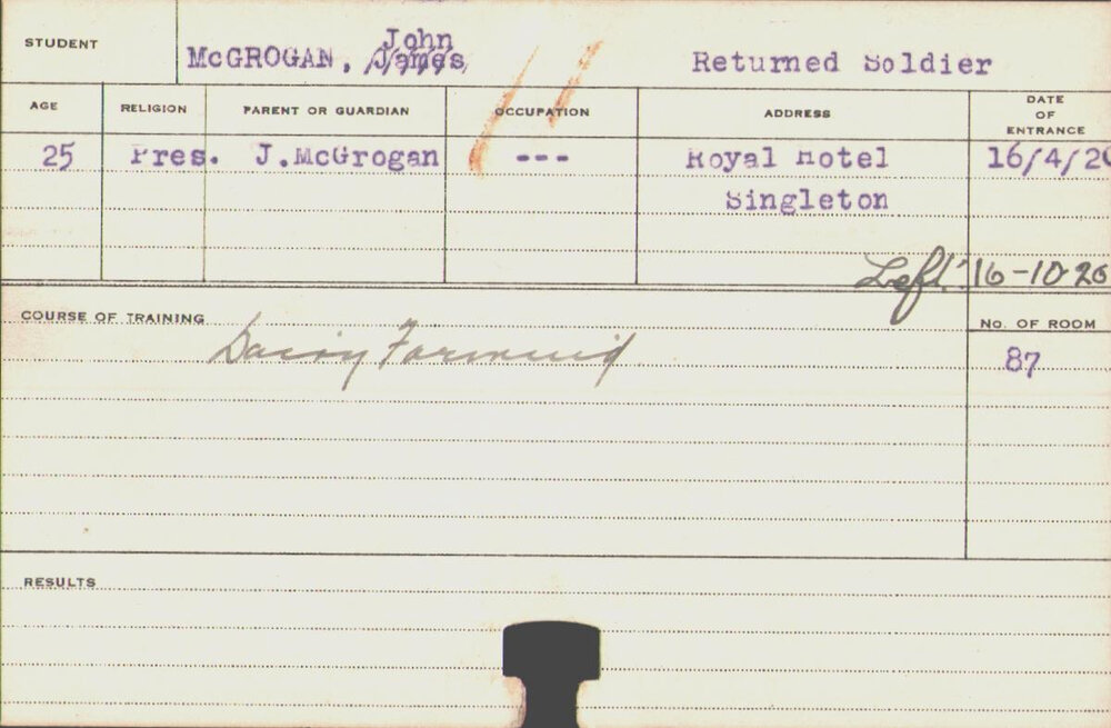 McGrogan, John (Short Course - Dairy Farming)