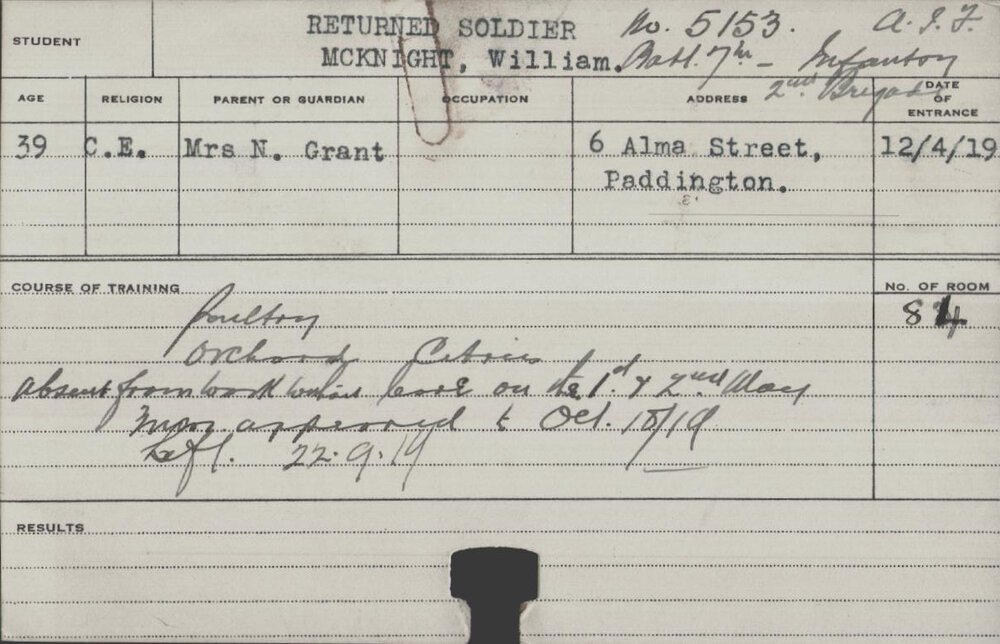 McKnight, William (Special Course - Poultry &amp; Orchard)