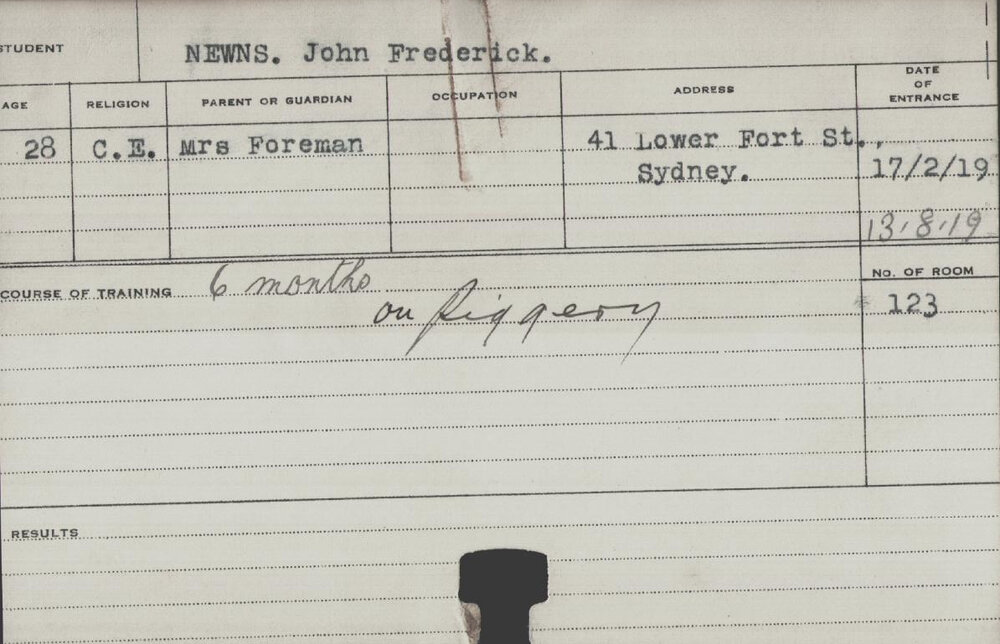 Newns, John Frederick (Short Course - Piggery)