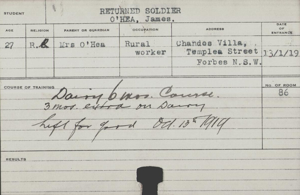 O'Hea, James (Short Course - Dairy)