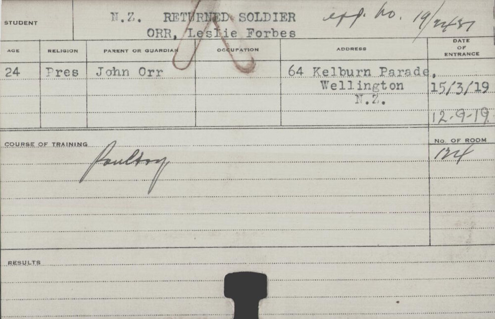 Orr, Leslie Forbes (Short Course - Poultry)