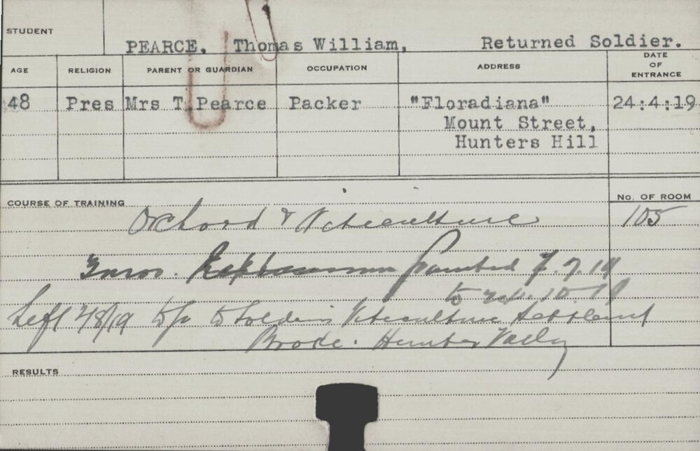 Pearce, Thomas William (Short Course - Orchard &amp; Viticulture)