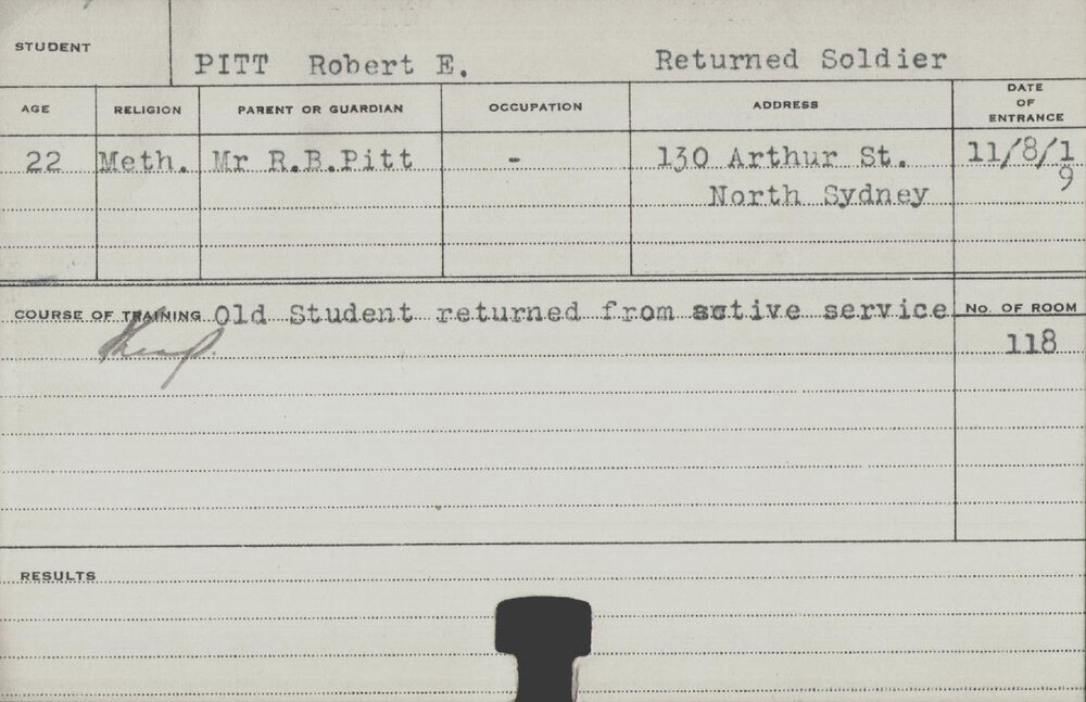 PITT, Robert E (Practical Course - Shops)