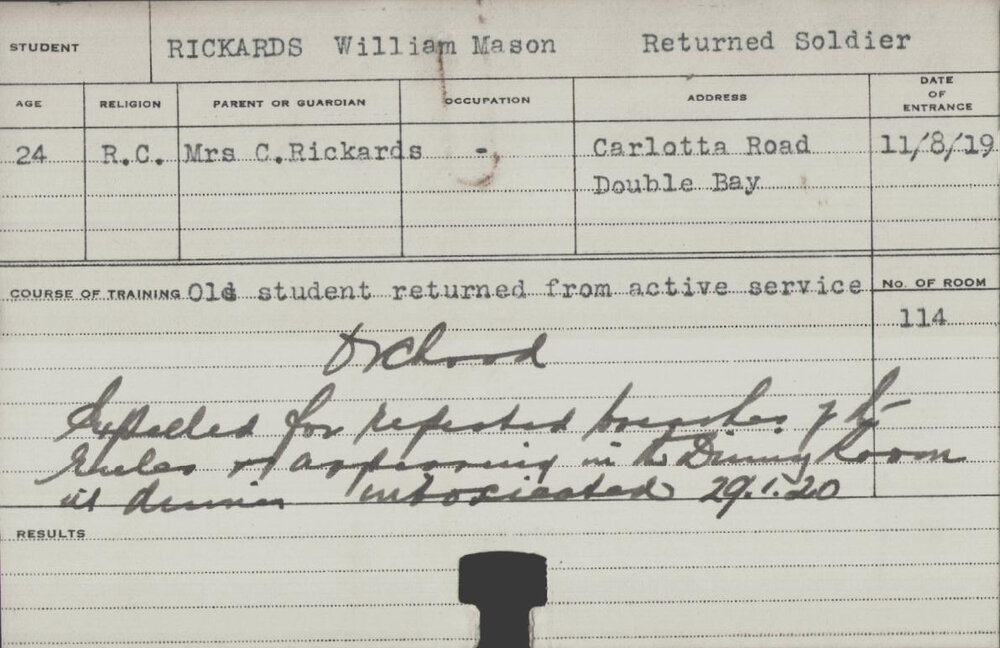 Rickards, William Mason (Short Course - Orchard)