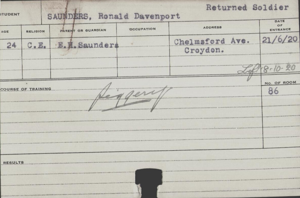 Saunders, Ronald Davenport (Short Course - Piggery)