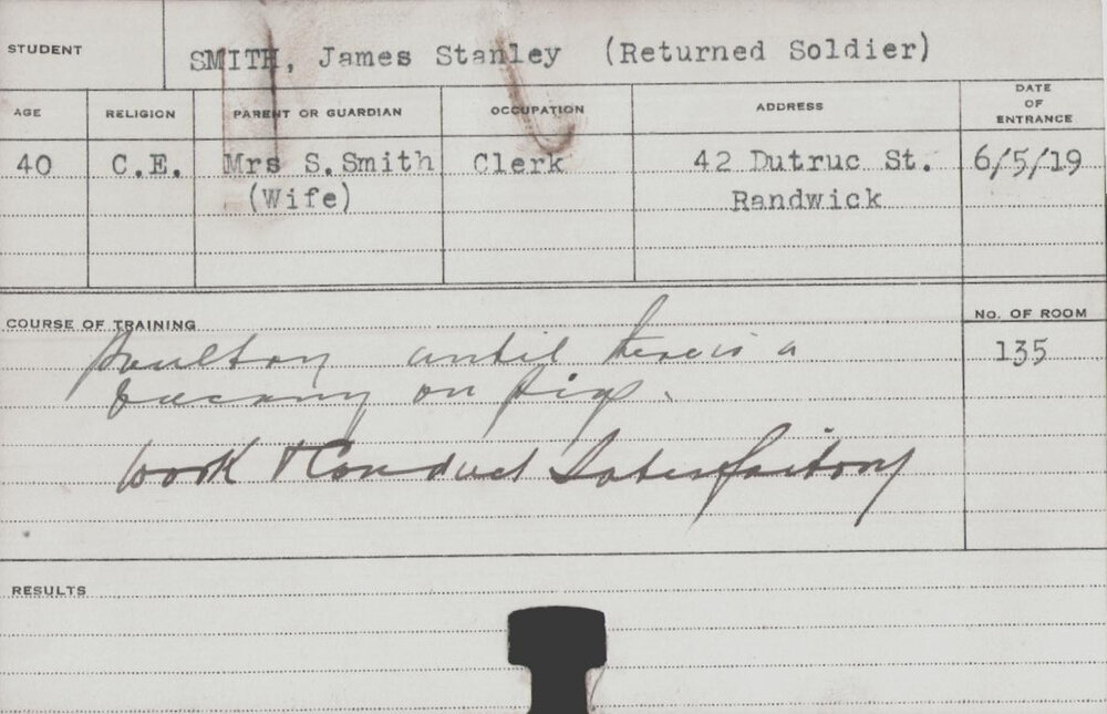 SMITH, James Stanley (Short Course - Pigs &amp; Poultry)