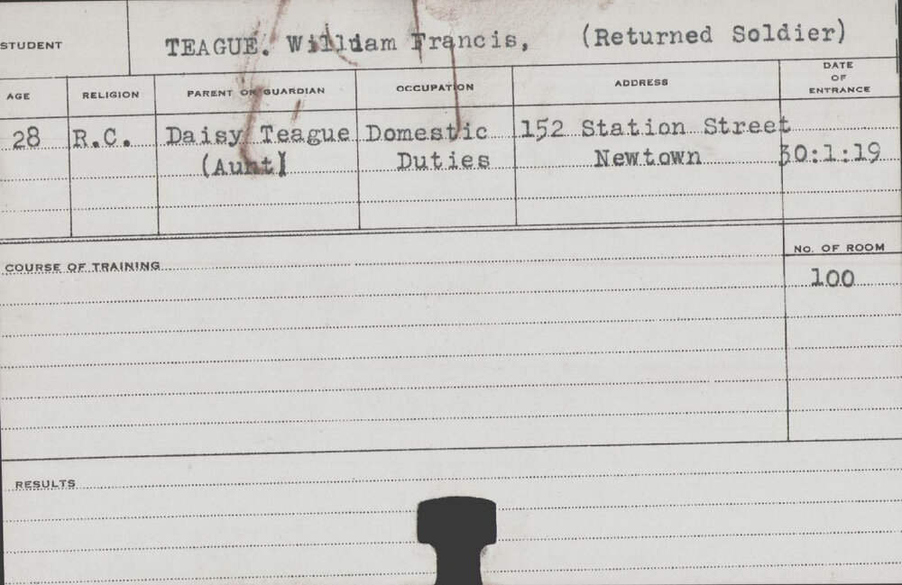 Teague, William Francis (Short Course - Piggery)