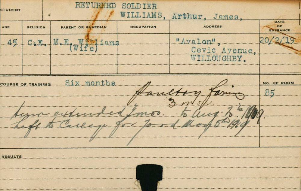 Williams, Arthur James (Short Course - Poultry Farming)