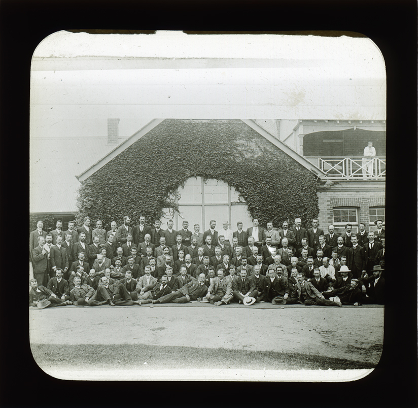 Teachers Summer School and College Staff in front of main administration building [Hawkesbury Agricultural College (HAC)]