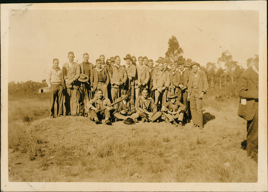 Group of students with rifles [Hawkesbury Agricultural College (HAC)]
