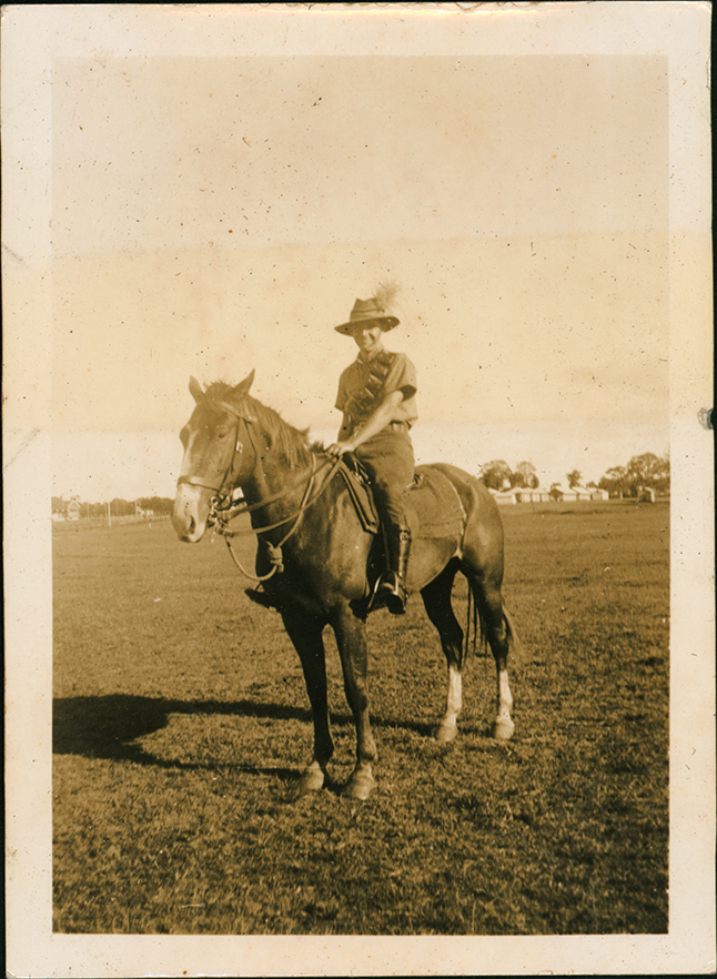 Student (Charles Hindmarsh?) mounted on a horse [Hawkesbury Agricultural College (HAC)]