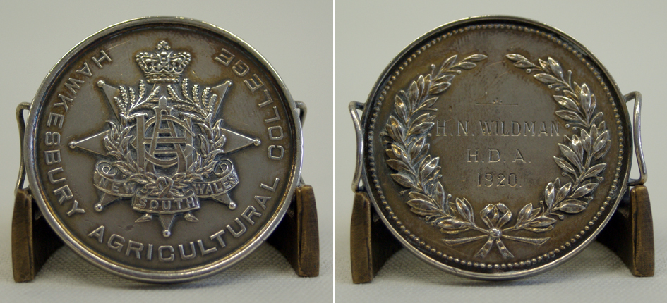 College Medal - HN Wildman (Hawkesbury Diploma of Agriculture)