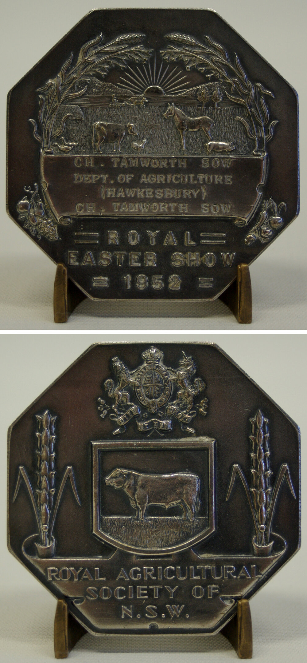 Sydney Royal Easter Show - Medal - Awarded to Ch. Tamworth Sow - Department of Agriculture (Hawkesbury) - 1952