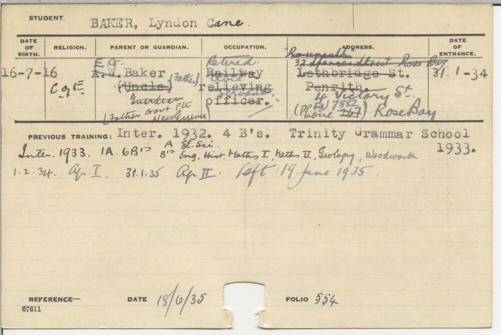 BAKER, Lyndon Cane (Hawkesbury Diploma of Agriculture (HDA))