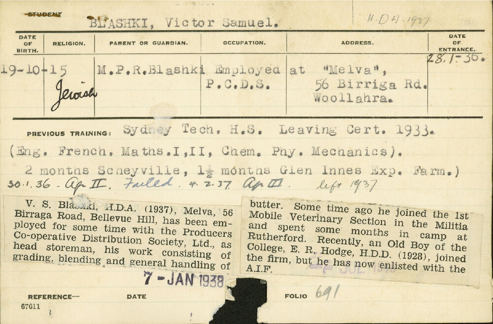 BLASHKI, Victor Samuel (Hawkesbury Diploma of Agriculture (HDA))