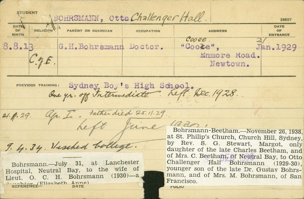 BOHRSMANN, Otto (Hawkesbury Diploma of Agriculture (HDA))