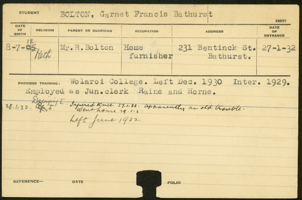 BOLTON, Garnet Francis Bathurst (Hawkesbury Diploma in Dairy Technology (HDDT))