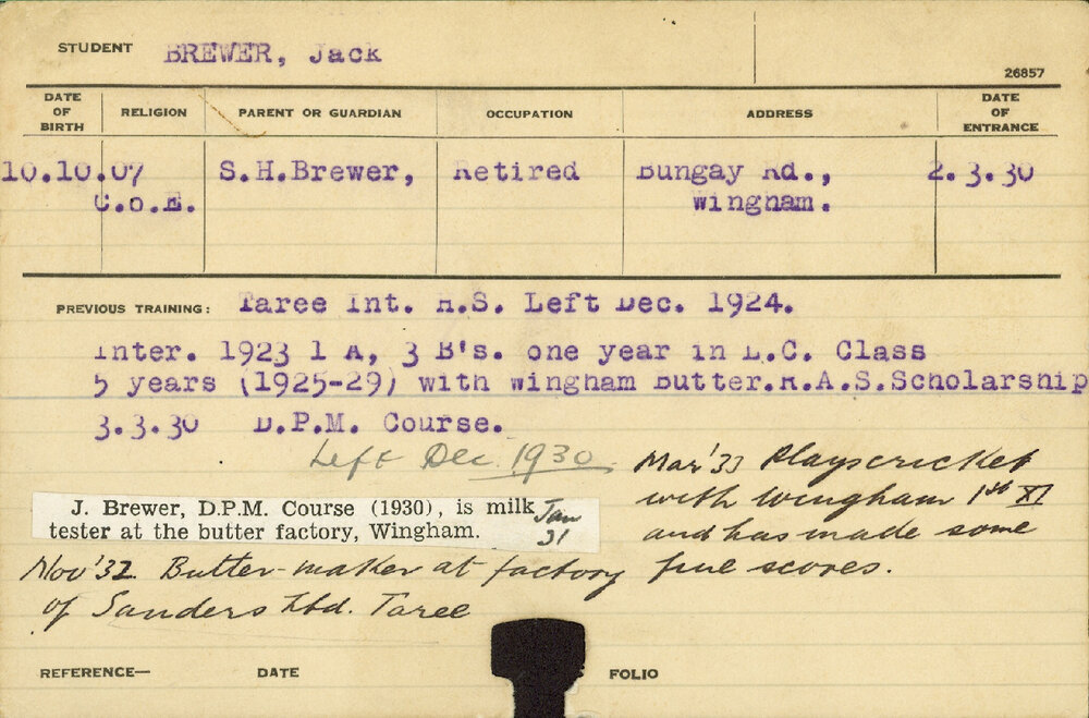 BREWER, Jack (D.P.M. Course)
